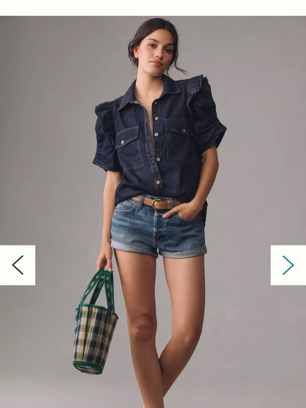 Pilcro The Ozzi Ruffle-Sleeve Button-Down Shirt